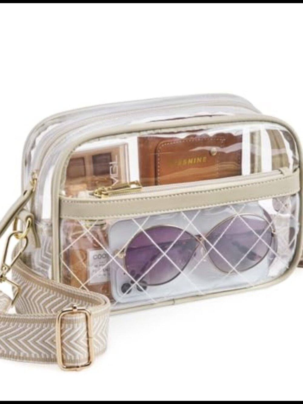 Clear Crossbody Bag Stadium Approved Quilted Water-Resistant PVC